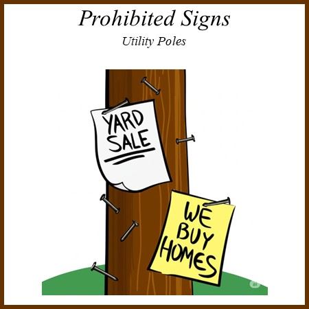 Utility Poles Prohibited Signs Image